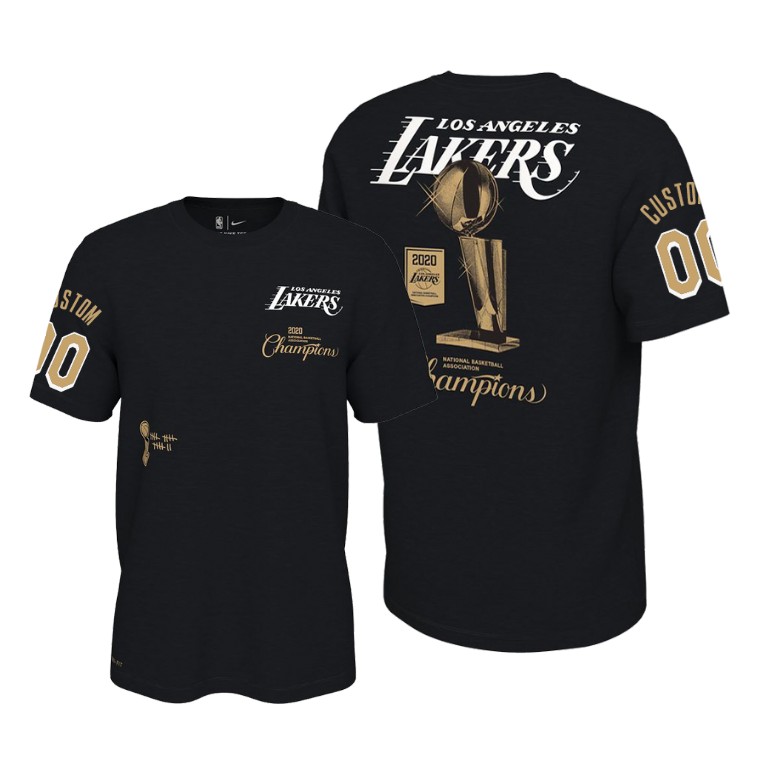 Men's Los Angeles Lakers Custom #00 NBA 2020 Celebration Expressive Finals Champions Black Basketball T-Shirt ACA8683BE